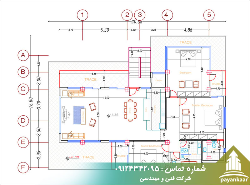 مبلمان کردن طراحی نقشه معماری ساختمان